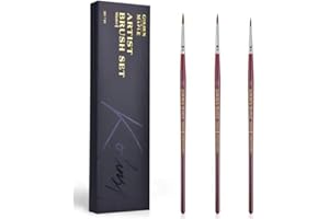 Golden Maple Kolinsky Sable Brushes - Professional Artist Small Fine Detail Paint Brushes for Miniature Painting, Model, Fingure, Watercolor, Acrylic - Size 3/0 4/0 5/0