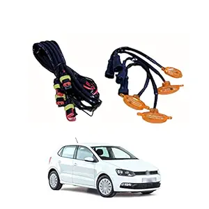 PRIKNIK LED Grille Lights Amber Yellow Grill Led with Fuse Adapter Wiring Harness Kit (4PCS, Amber Shell with Amber Light) Compatible with Polo