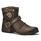 botas camperas sendra hombre Estilo antiguo retro Botas para Moto Botines Hombre Invierno Zapatos Nieve Piel Forradas Calientes Planas Combate Militares Martin Boots OZ-5008-1