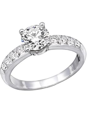 Klassischer 18 Karat (750) Weißgold Solitär Verlobung Diamant Damenring Brilliantschliff 1 Karat