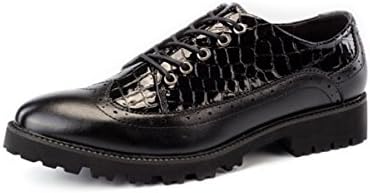 LYZGF Men Youth Business Casual Fashion Retro Lace Up Leather Shoes,Black-39