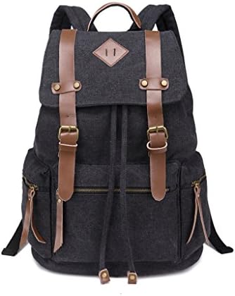 Lifebe BG Multi-Function Unisex Vintage Canvas Backpack Rucksack School Hiking Bag (Black)