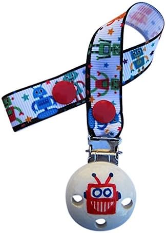 CuteToots hand-painted wooden dummy clip - robots (universal fitting)