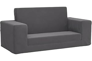 vidaXL Divano Letto per Bambini a 2 Posti Antracite in Morbido Peluche