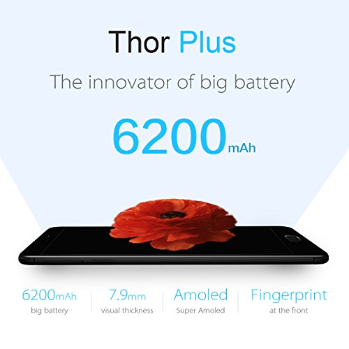 Telefono Cellulare in offerta,Vernee Thor Plus 4G Smartphone Sbloccato,Schermo AMOLED da 5.5 pollici,Octa Core 3GB+32GB Android 7.0 ,Dual Sim, Impronta Digitale,Batteria 6200mAh,Fotocamere 8MP+13MP(Nero)
