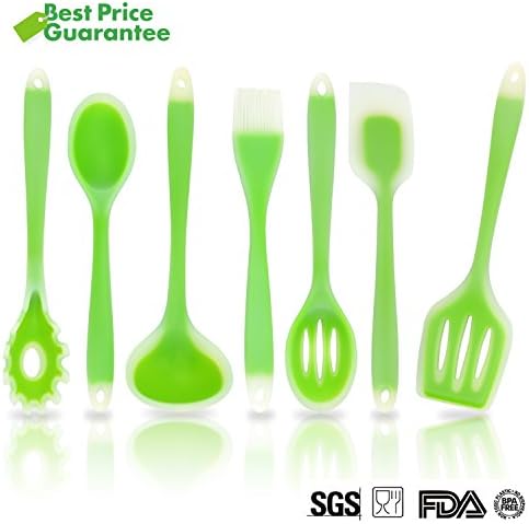 KALREDE Cooking Utensils Silicone-7 Piece Silicone kitchen Tools set For Pans,Pots Cooking &amp; Baking(Green)