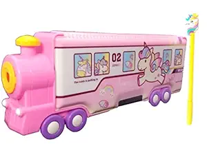 SHREE TECHNESH Unicorn Angel Printed Jumbo Gadget Pencil Box with Wheels and Water Glittery Pen (Pink)