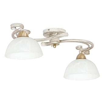 Deckenleuchte Shabby Chic Weiß Messing 2x E27 max 60W Lampe Decke
