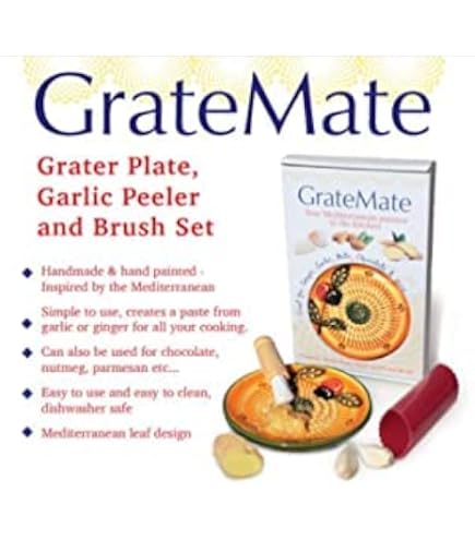Keramik-Knoblauchreibe Set 4-teilig – Mit Schäler, Bürste & Ständer, Für Ingwer, Kurkuma & Parmesan