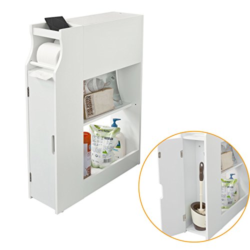 SoBuy® Badregal, Badezimmerschrank,Nischenregal, Standschrank, Seitenschrank, FRG52-W