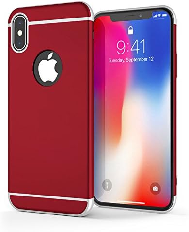 iPhone X Case, iPhone 10 Case, Acewin 3 in 1 Ultra Thin Stylish Slim Hard Phone Case for iPhone X/iPhone 10 (5.8 inch)(2017) (Red)
