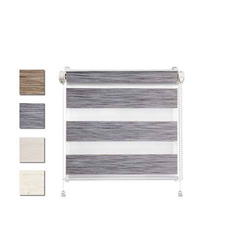 Duo-Rollo Klemmfix ohne Bohren Doppelrollo Seitenzugrollo Kettenzugrollo 150 cm 80 cm Stone