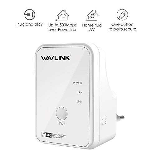 WAVLINK-Powerline-Kit-de-dmarrage-AV500-Non-Configuration-requis-500-Mbits-Accs-Ethernet-Via-Powerline-Compact-avec-2-Ports-Ethernet-et-2-Boutons-de-Couple