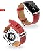 Produktbild OVEA Uhrenarmband Für Apple Watch Series 4/3/2/1 Premium Echtes Lederband Mit Rostfreier Stahl Schnalle Für Iwatch 38Mm/40Mm/42Mm/44M,Red,42Mm