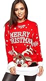 Pom Pom Rentier Merry Christmas Pullover