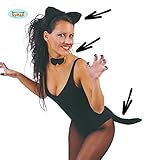 3 teiliges schwarzes Katzen Set für Damen