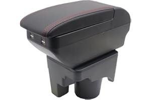 KAERGK Accoudoir double couche pour Golf 6 Mk6 2008-2013 Jetta Mk5 2006-2011 Vento Wagon 2009 2010 Console centrale Boîte de rangement avec porte-gobelet Accoudoir Accessoires Noir
