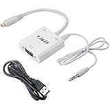 J&amp;D Micro HDMI to VGA with Audio Adapter Cable Converter (Adapter with Audio, White)
