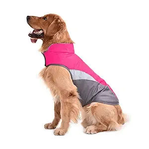 SILD Pet Clothes Dog Winter Warm Jacket Dog Cold Weather Coat Dog Autumn Windproof Night Reflective Fleece Vest (XL, Fushcia))