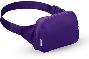 Bomvabe Small Purple Fanny Pack with 2-Way Zipper for Women Teens Girls, Bum Bag for Ladies with 53" Adjustable Strap, Crossbody Bag for Travel Gym Running Hiking Cycling, Everywhere Belt Bag 1L