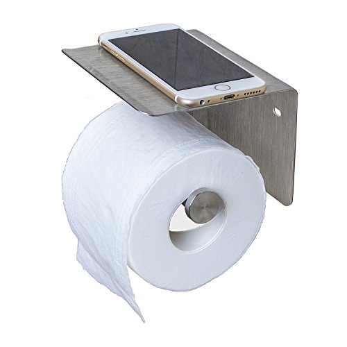 Preisvergleich Produktbild Homovater Papierhalter mit Telefonregal Edelstahl Toilettenpapierhalter Toilettenpapierhalterung WC Selbstklebender 3M-Kleber / Bohren, Matte Finish
