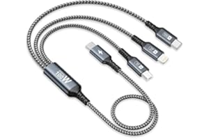 GIANAC 100 W USB C na Multi USB kabel do ładowania [0.5m] kabel do ładowania 3 w 1, kabel do szybkiego ładowania z chipem E-Mark Multi kabel do ładowania USB C na USB C [100 W]+Micro [10W] + Lightning [27W]