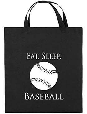 Comedy Bags - EAT. SLEEP. BASEBALL - BALL - Jutebeutel bedruckt, Baumwolltasche zwei kurze Henkel aus 100 % Baumwolle...