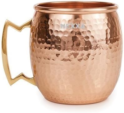 Moscow Mule Copper Cup (Set of 12 Cup Hammered Copper Mug 600 ml 100% Pure Copper 175 g Approx Free 6 Pcs Stainless Steel Spoon