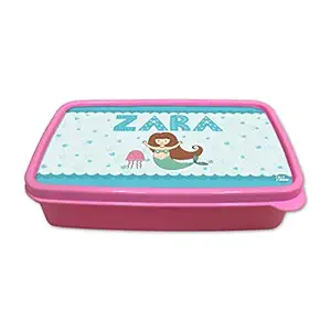 Nutcase Personalized Snack Box for Kids School Customized Plastic Lunch Box for Girls - Ideal Return Gifts for Birthday - Mermaid & Jellyfish