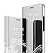 Price comparison product image Adamarkeer Case For Samsung Galaxy Note 10 Pro Case Electroplate Mirror Smart Clear View Flip Leather Case Protective PU Back Standing Shockproof Cover Kickstand Bookstyle (Silver)