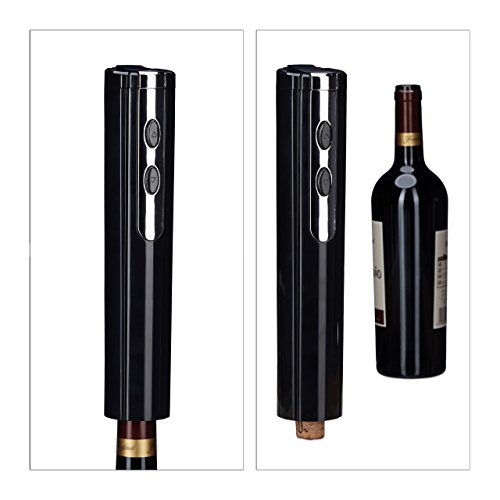 Relaxdays Elektrischer Korkenzieher mit Folienschneider, batteriebetrieben, Flaschenöffner, Weinöffner, schwarz - 4