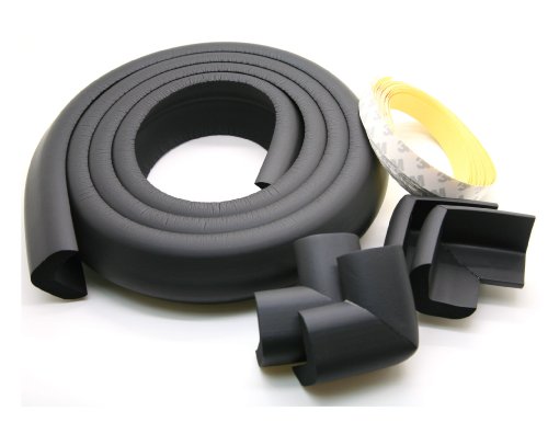 jntworld 4m length table edge Guard baby toddler protector +4 corner (black) extra thick (13 mm) soft Non-toxic and environmentally friendly