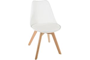 ATMOSPHERA CREATEUR D'INTERIEUR Atmosphera Créateur d'Intérieur - Chaise Baya Blanc - Plastique et Hêtre - Salle à Manger, Cuisine, Bureau, Salon - Confortable Coussin Intégré