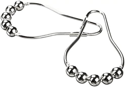 TLT Set of 12 Polished Chrome Roller Shower Curtain Ring Hooks Hangers HD004