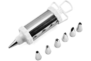 BINGX Pistola Crema Decorazione in Acciaio Inox Pistola Decorare Bocca Biscotto della Torta Pistola Pistola spremiagrumi Multifunzionale