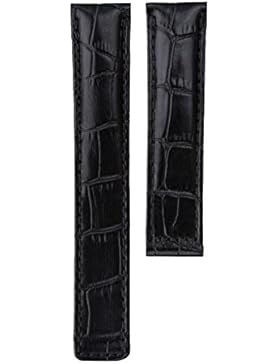 Uhrenarmband Klassiker Echtes Leder für TAG Heuer Carrera Uhren Krokodil Schwarz 19 mm