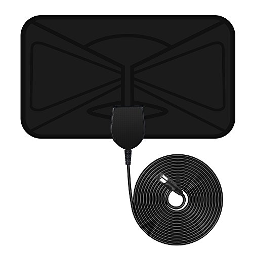 Antena de TV Portatil, VicTsing Amplificador Antena Interior HDTV, 40KM Gama de Recepción, 3M de Cables de Alto Rendimiento, Ultra Delgado Amplificador de Señal Removible-Negro