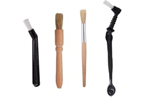 WOYOUS Kaffee Pinsel Barista Pinsel, 4 Stück Espressomaschinen Reinigungspinsel Siebträger Pinsel und Holz Griff Kaffee Bürste für die Kaffeemühle, Kaffee Werkzeug Kaffeemühle Reinigungsbürste (A01)