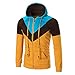 Produktbild Langarm Kapuzenpullover Herren, DoraMe Patchwork Hoodie Sweatshirt Mode Kapuze Pullover Sport Bluse(Bitte wählen Sie eine größere Größe als üblich) (Gelb, Asiatische Größe L)