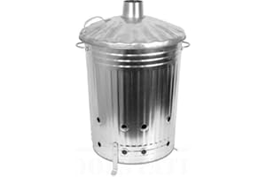 VTL® 90 Litre Garden Incinerator Bin Burner Leaves Wood Rubbish Fire Pit - 3 Colours (GALVINISED)