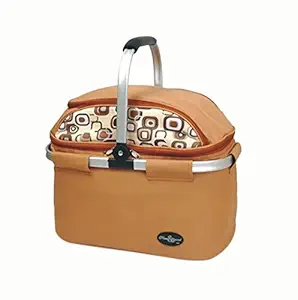 Aluminum Framed Picnic Cooler Basket in Brown for 4