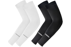 skytowards 2 Paar Armsleeve Ärmlinge UV Ärmel Armwärmer Ärmelarten Kühlung Sonnenschutz Armband Armstulpen Schwarz Weiß Armschutz Volleyball Armschoner UPF 50+ Warmsleeve Arm Covers für Radsport
