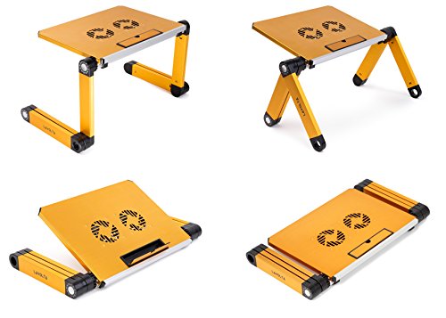Lavolta Verstellbarer Laptoptisch fürs Bett (zusammenklappbar, mit 2 Kühlern) – yellow - 7