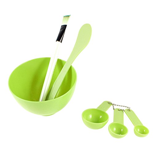 Grass Green 4 in 1 DIY Facial Mask Bowl Brush Stick Measuring Spoon