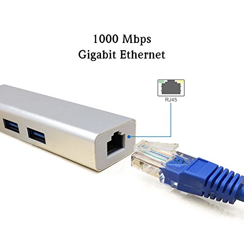 USB 3.0 Type-c Netzwerk-Hubs IMISON USB Port Lan Ethernet External Network Adapter Converter Aluminium Unibody for MacBook Pro Air iMAC, Mac Mini, Chromebook Pixel, Surface Pro (Silber) - 3