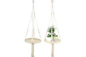 URFEDA Macramé Plante Suspension, Macramé Cintres pour plantes Suspension Plantes support plante suspendu Macramé Porte Pot Suspendu Plante Cintre Jardinière Suspendue pour plafonds balcons décoration murale