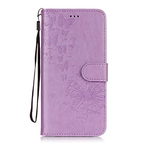 Preisvergleich Produktbild Homikon PU Leder Hülle Schön Löwenzahn Schutzhülle Brieftasche Ledertasche Bookstyle Lanyard Weiche Handyhülle Kunstleder Lederhülle Silikon Tasche Kompatibel mit Huawei P30 Pro - Lila