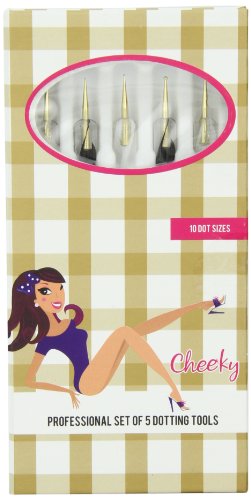 Cheeky Gold Plated Set of 5 Luxurious Nail Art Dotting Tools/Dotting Pens for Manicure and Pedicure with 10 Different Dotting Sizes.