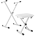 Keyboard Stand and Stool Set White by Gear4music