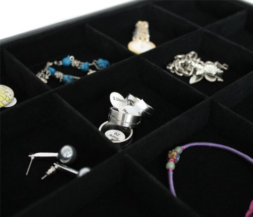 Yudu® Samt -Vorlagebrett Schmucklade 12 Fächern schwarz - 2